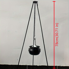 (Black) Halloween Cauldron on Tripod Stand Decor - Metal Outdoor Halloween Party Decoration