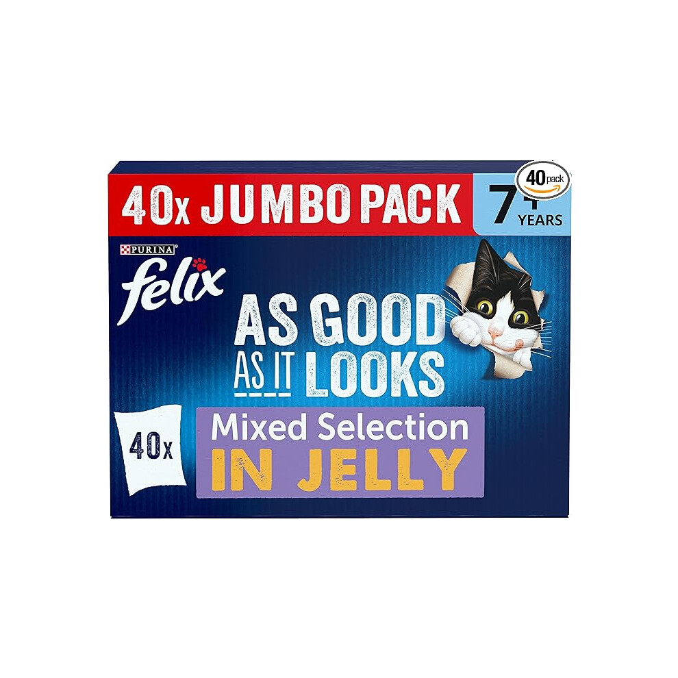 FELIX As Good As it Looks Senior 7+ Mixed in Jelly Wet Cat Food 40x100g