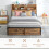 Homcom HOMCOM 4.6FT Double Bed Frame with Storage Headboard and Under Bed Storage 3