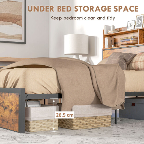 Homcom HOMCOM 4.6FT Double Bed Frame with Storage Headboard and Under Bed Storage 1
