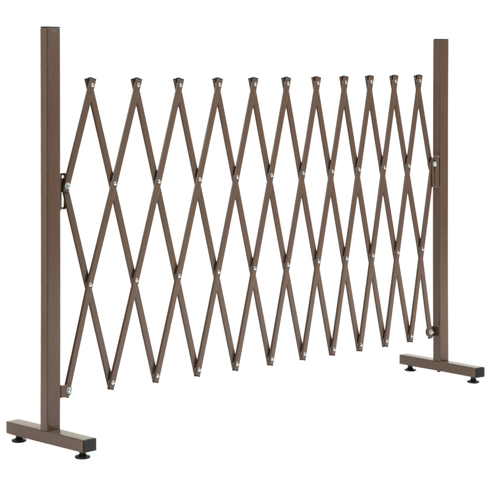 Outsunny Aluminum Alloy Movable Fence Foldable Garden Screen Panel, Dark Brown