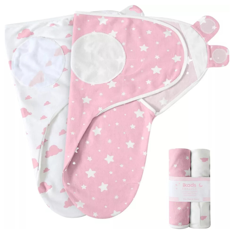 (Pink, Pack of 2) Swaddle Blanket 0-3 Months - 100% Cotton Babies Wrap Newborn - Set of 2 & 3 Swaddles Essentials for Newborn Boy and Girl