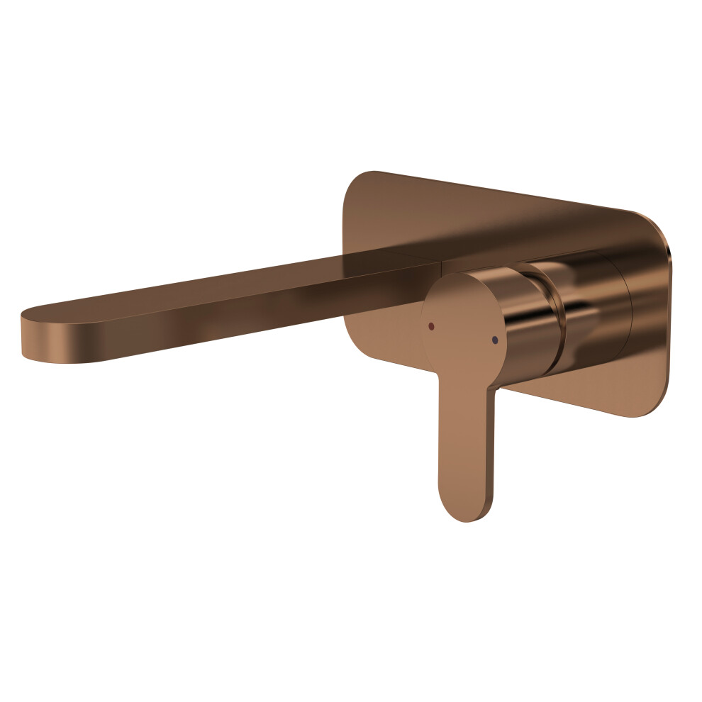 Pride Round Wall Mount 2 Tap Hole Basin Mixer Tap & Back Plate - Brushed Bronze - Balterley