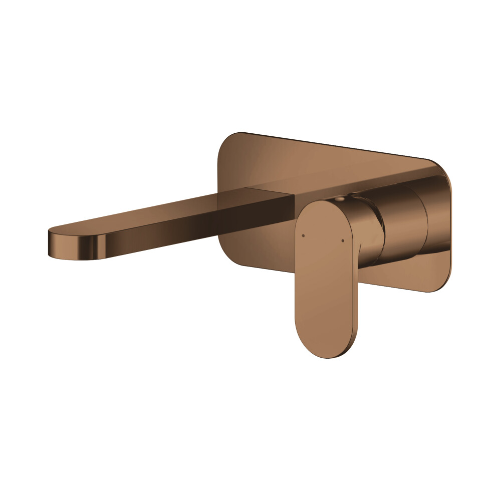 Current Round Wall Mount 2 Tap Hole Basin Mixer Tap & Back Plate - Brushed Bronze - Balterley