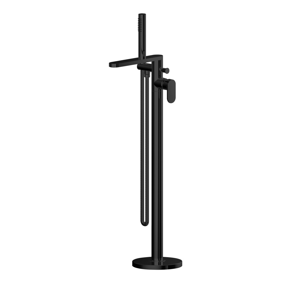 Current Round Floor Standing Bath Shower Mixer Tap with Kit - Matt Black - Balterley