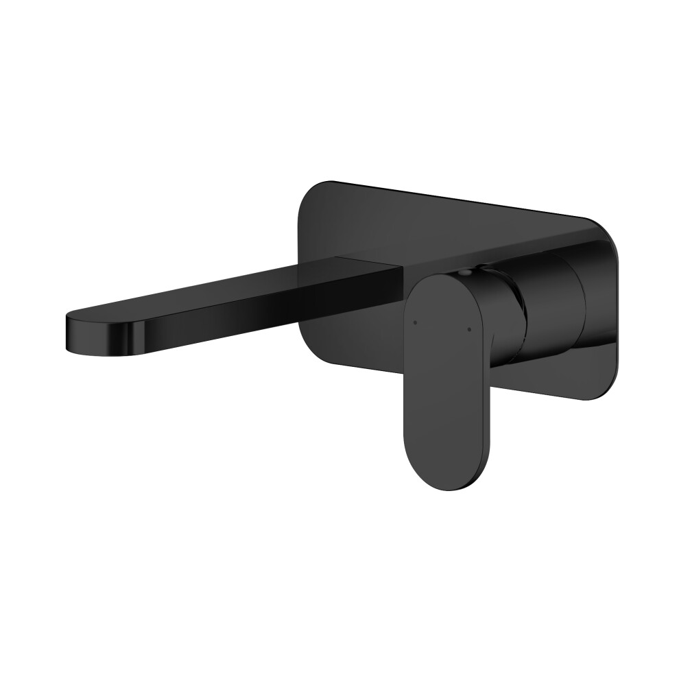 Current Round Wall Mounted 2 Tap Hole Mixer Tap with Plate - Matt Black - Balterley