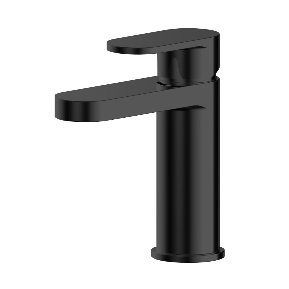 Current Round Mono Basin Mixer Tap with Push Button Waste - Matt Black - Balterley