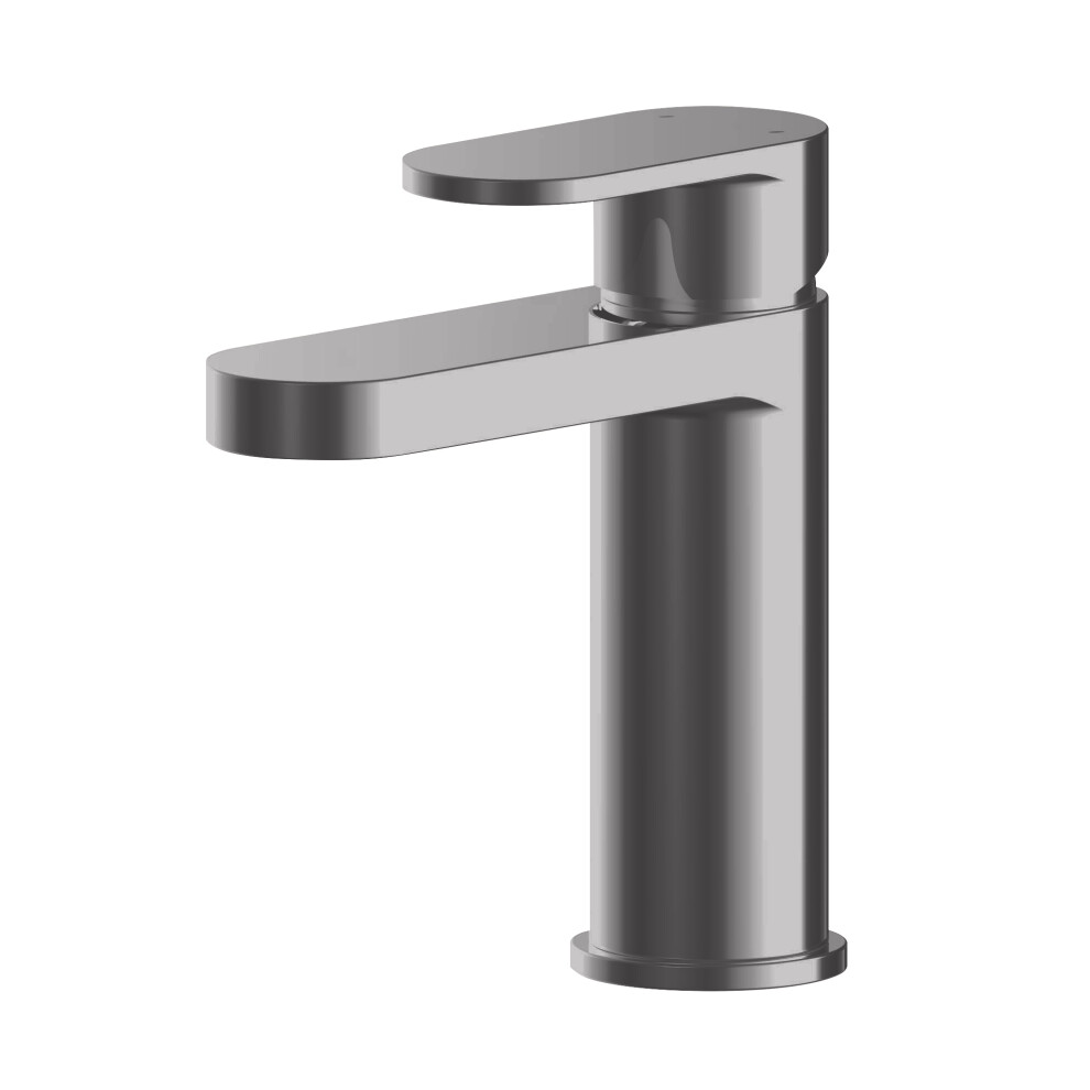 Balterley Current Round Mono Basin Mixer Tap With Push Button Waste - Brushed Pewter