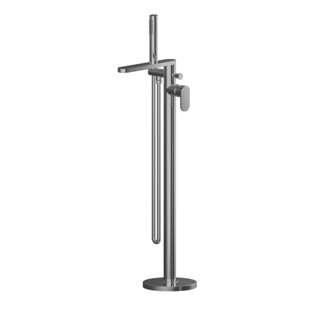 Current Round Floor Standing Bath Shower Mixer Tap with Kit - Brushed Pewter - Balterley