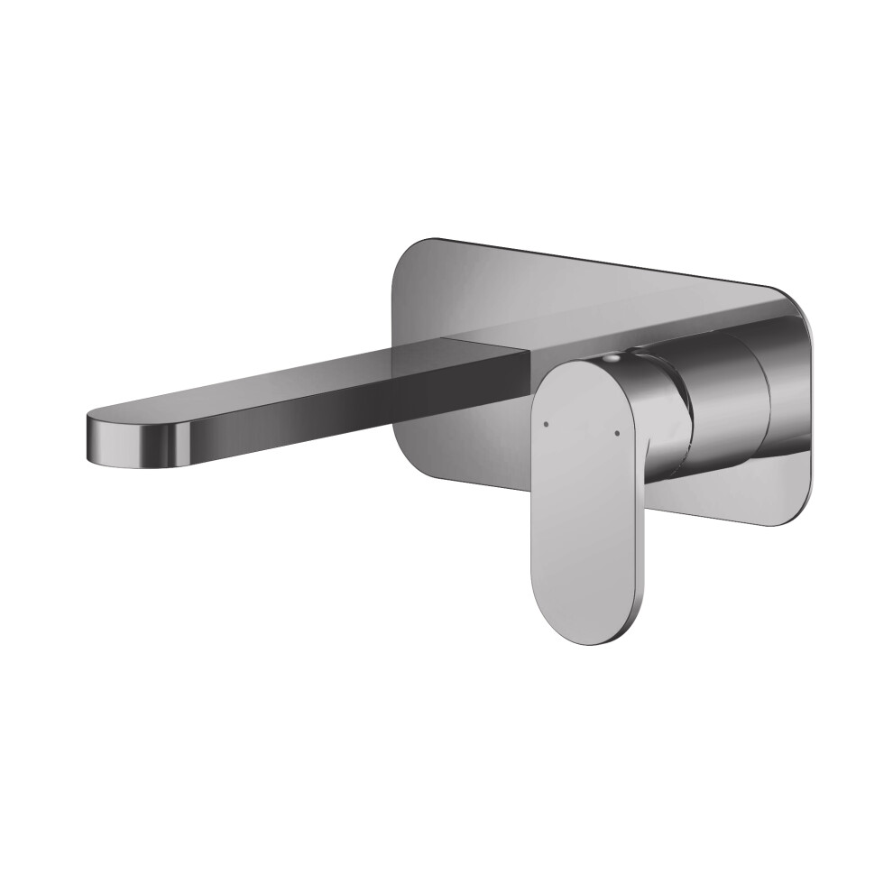 Current Round Wall Mounted 2 Tap Hole Mixer Tap with Plate - Brushed Pewter - Balterley