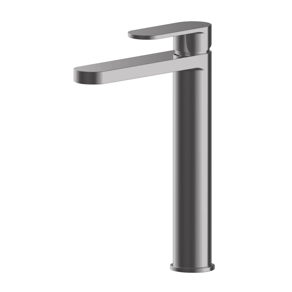 Current Round High Rise Mono Basin Mixer Tap - Brushed Pewter - Balterley 5056678484487