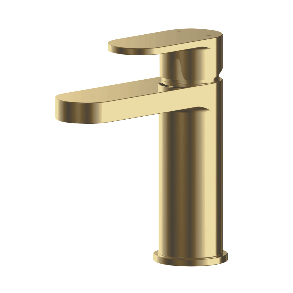 Current Round Mono Basin Mixer Tap with Push Button Waste - Brushed Brass - Balterley