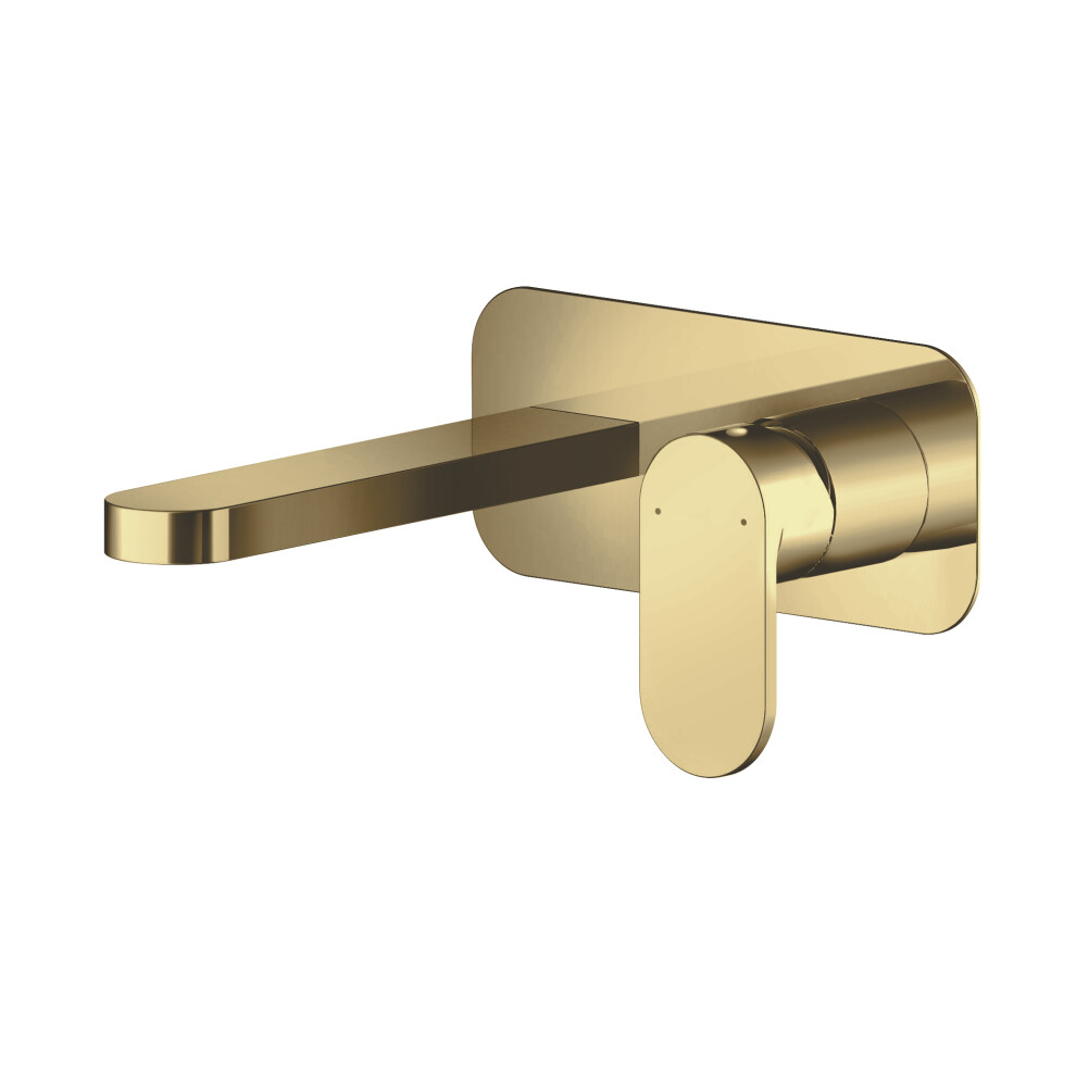 Current Round Wall Mounted 2 Tap Hole Mixer Tap with Plate - Brushed Brass - Balterley