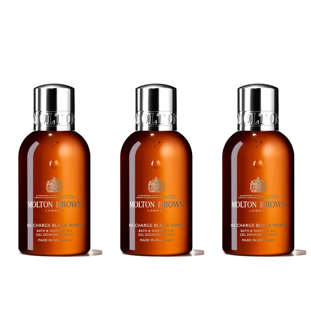 Molton Brown Re-Charge Black Pepper Shower Gel (3 x 100ml Bottles)