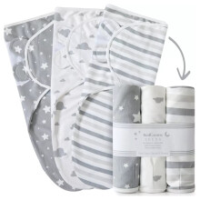 (Grey, 3-Pack) Baby Swaddle Blankets 0-3 Months New Sleeping Bags