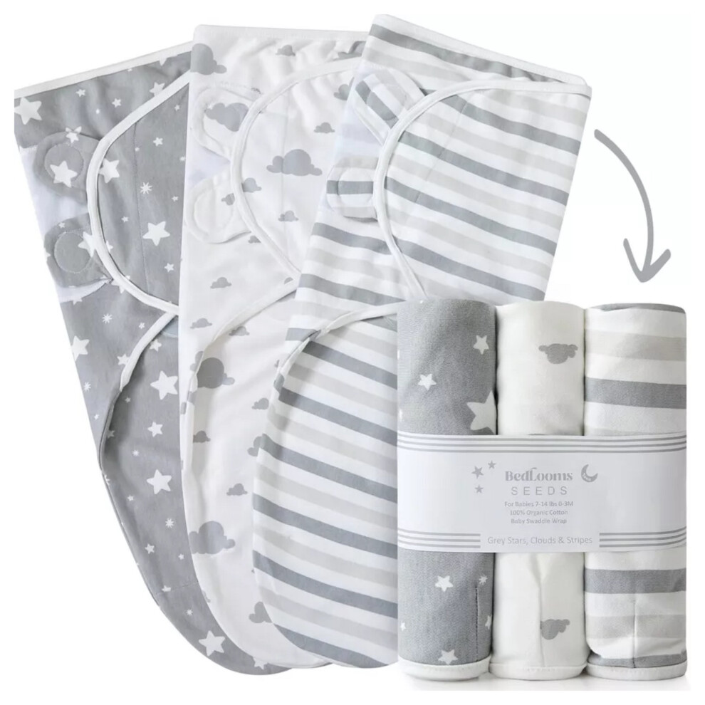 (Grey, 3-Pack) Baby Swaddle Blankets 0-3 Months New Sleeping Bags