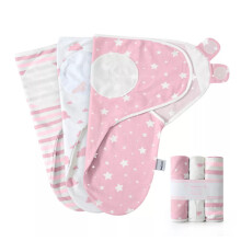 (Pink, 3-Pack) Baby Swaddle Blankets 0-3 Months New Sleeping Bags