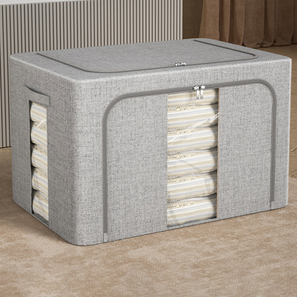 (100L) Metal Frame Fabric Storage Box with Window