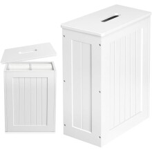 Toilet Roll Paper Cabinet, Compact Wooden Bathroom Box, White Multi-Purpose Bathroom Storage Unit, Freestanding Storage Cabinet Box