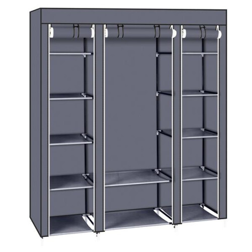 5 Layer 12 Compartment Clothes Closet Wardrobe Storage Organizer Gray 1