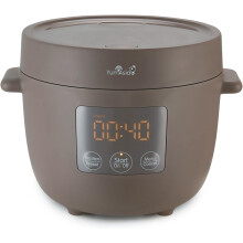 (Pebble Grey) Mini Rice Cooker with Ceramic Bowl (2.5 cups, 0.45 litre) 5 Rice Cooking Functions, 2 Multicooker Functions, Hidden LED Display,