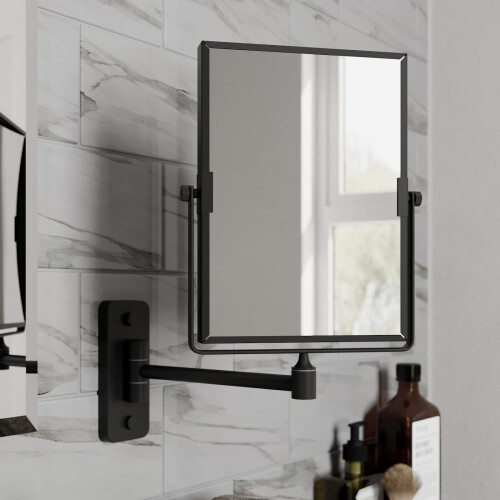 (Black) Wall Mounted Magnifying Shaving Bathroom Mirror