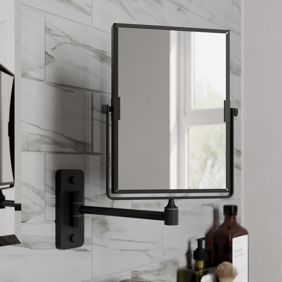 (Black) Wall Mounted Magnifying Shaving Bathroom Mirror
