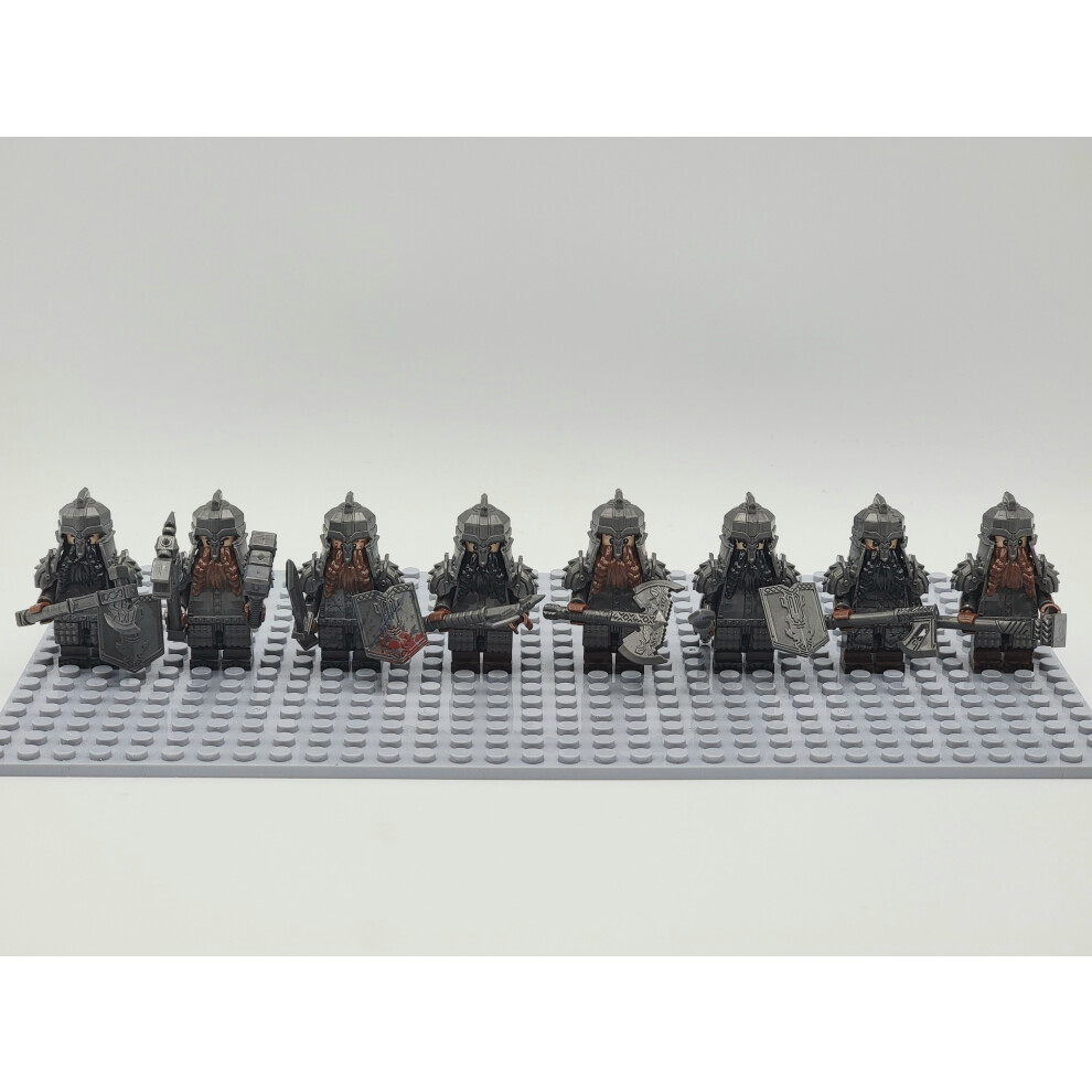 LOTR Dwarf Infantry Assortment Army 8 Minifigures Set XH