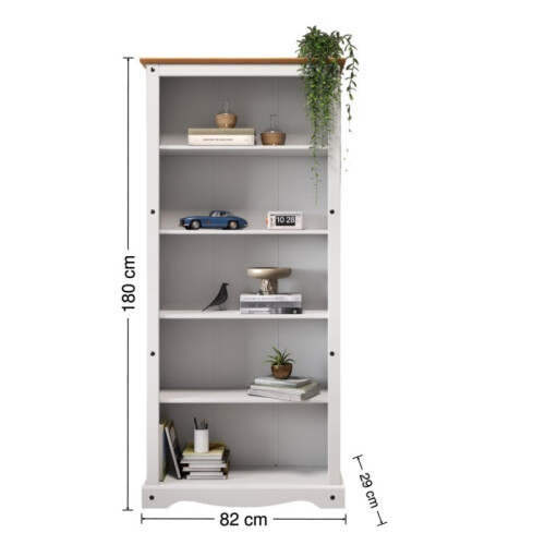 Mercers Furniture Corona White Large Bookcase Wooden Pine 2