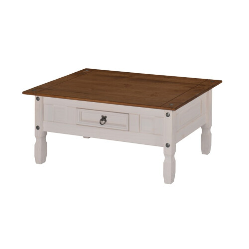 Mercers Furniture Corona White Coffee Table 1 Drawer Solid Wood Pine Wooden 1