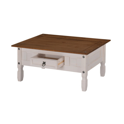 Mercers Furniture Corona White Coffee Table 1 Drawer Solid Wood Pine Wooden 2