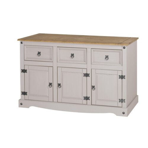 Mercers Furniture Corona White 3 Door Sideboard Solid Wood Pine 1