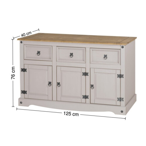 Mercers Furniture Corona White 3 Door Sideboard Solid Wood Pine 2