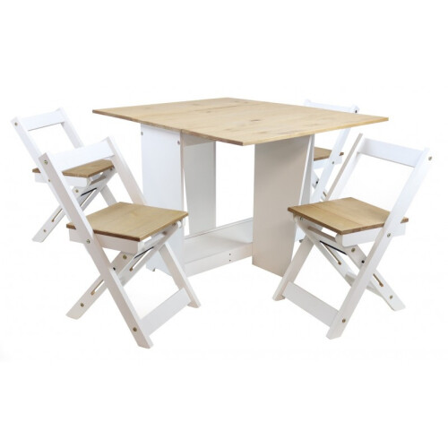 Mercers Furniture Corona White Butterfly Dining Set Drop Leaf Pine Wooden 2