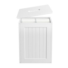 Multi-Purpose Cleaning Tidy Box Slimline Wooden Bathroom Storage Unit Toilet Roll Paper Cabinet, Compact Shaker,