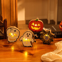 4pack Led Pumpkin Skull Spider Ghost Night Light Halloween Desktop Decorative Lamp