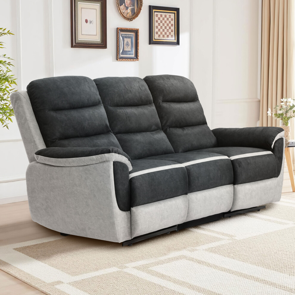 (Sofa Set- 3 Seater Sofa and 2 Seater Sofa) Two Tone Fabric Recliner Sofa Set 3 Seater Sofa 2 Seater Sofa Chair