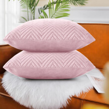 (Embossed Pink Velvet Cushion Cover, 2 Cushion Covers (Pack of 2)) Plush Velvet Soft Cushion Cover Throw Pillowcase