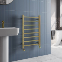 (800 x 500mm) Brushed Brass Square Bar Heated Towel Rail Bathroom Radiators