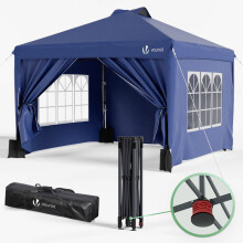 VOUNOT 3x3m Pop Up Gazebo with Sides, Central Lock System & 4 Weight Bags, Blue