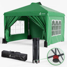 VOUNOT 3x3m Pop Up Gazebo with Sides, Central Lock System & 4 Weight Bags, Green