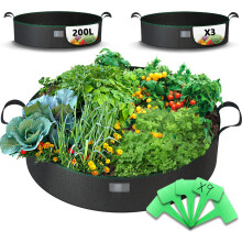 VOUNOT 3 Pack Plant Grow Bags 200L, Vegetable Growing Containers with Handles, Plant labels