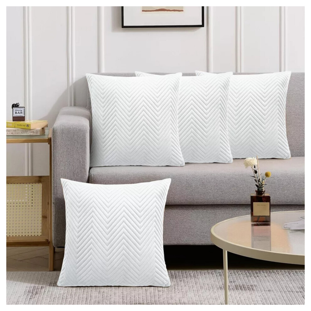 Imperial Rooms (Embossed Velvet Cushion Cover, 4 Cushion Covers (Pack Of 4)) Plush Velvet Soft Cushion Cover Throw Pillowcase White