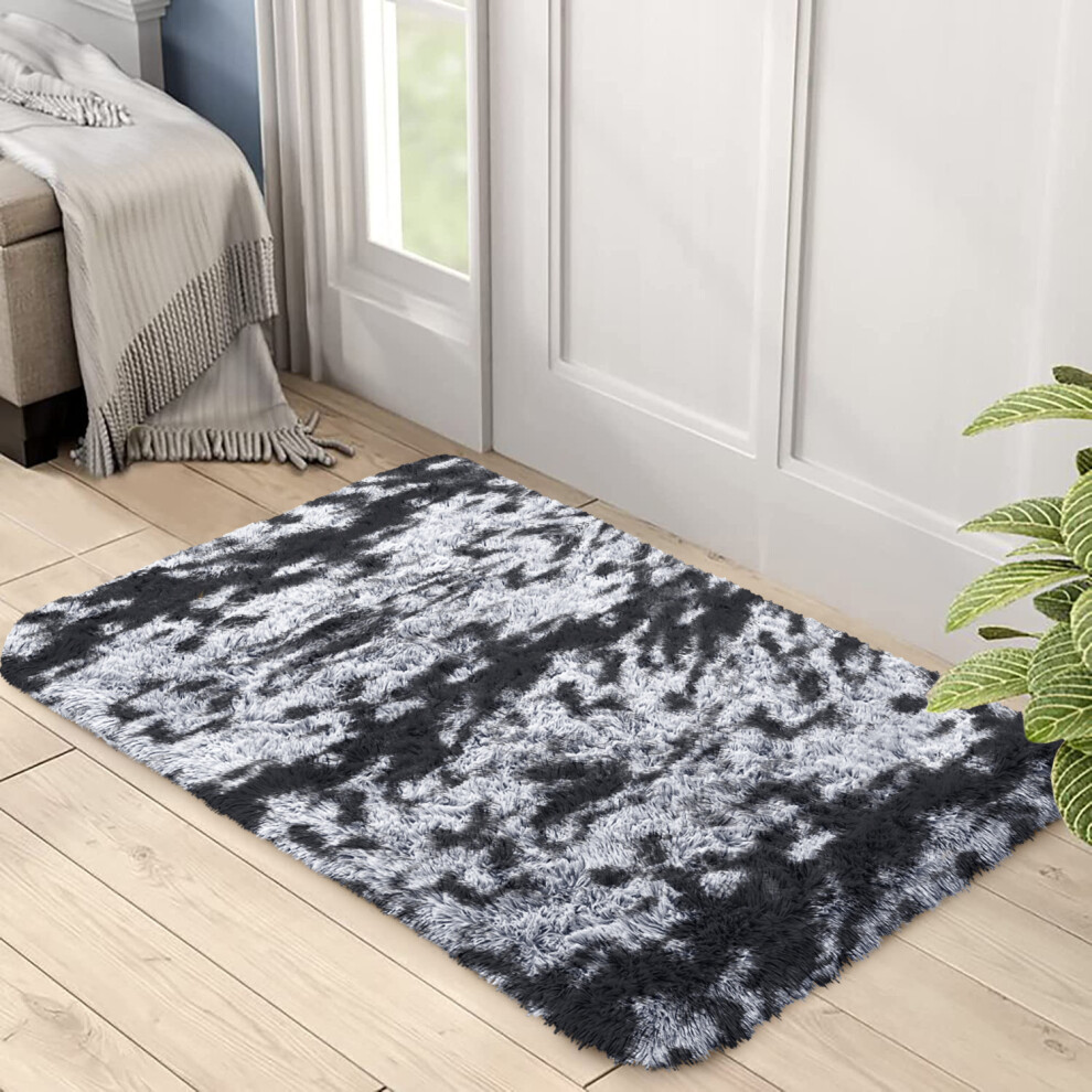 (Charcoal-Dark Grey, 60 x 110 cm (2 ft x 3 ft 7 in)) Non Slip Door Mat Indoor Outdoor Shaggy Rugs Washable Bedroom Kitchen Floor Mats