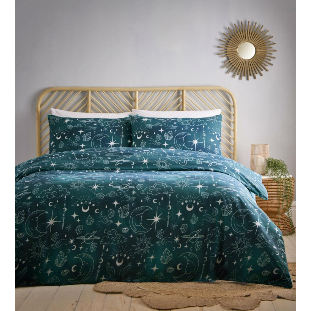 (Super King) Duvet Set Celestial Sun Moon Teal