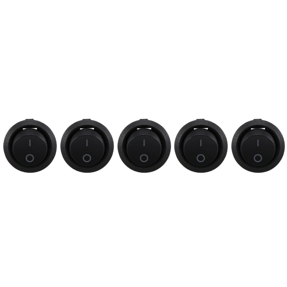 5Pcs Spst Black Button On/Off Round Rocker Switch Ac 6A/250V 10A/125V 4851267446287
