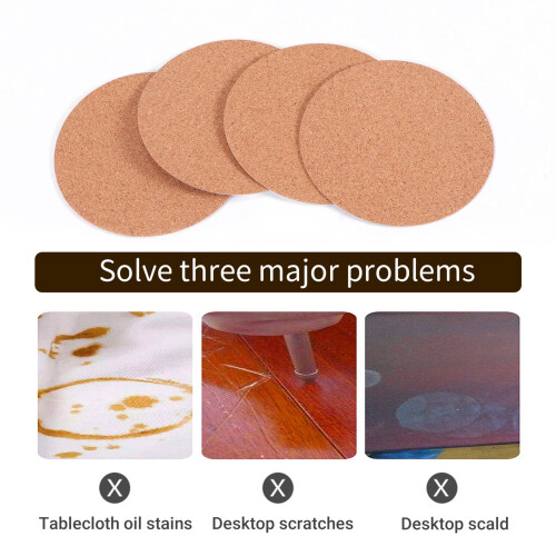 Cork Coasters,Cork Mats Cork Backing Sheets(60 Pcs, Round) 2