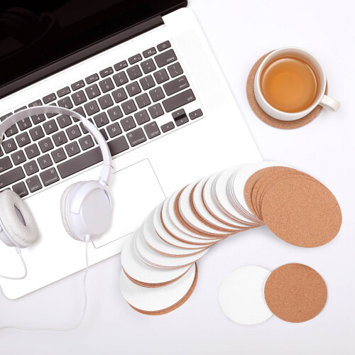 Cork Coasters,Cork Mats Cork Backing Sheets(60 Pcs, Round) 1
