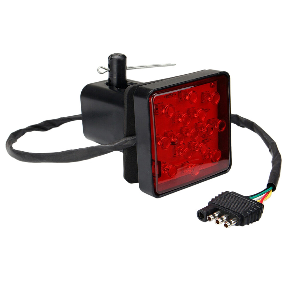 15 Led 2 Inch Trailer Truck Hitch Tow Haul Receiver Cover Brake Red 4851267458006