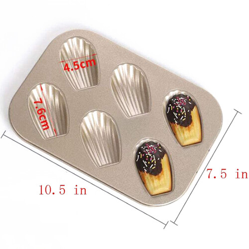 2 Pack Madeleine Mold Cake Pan, Non-Stick for Oven Baking (Gold) 2